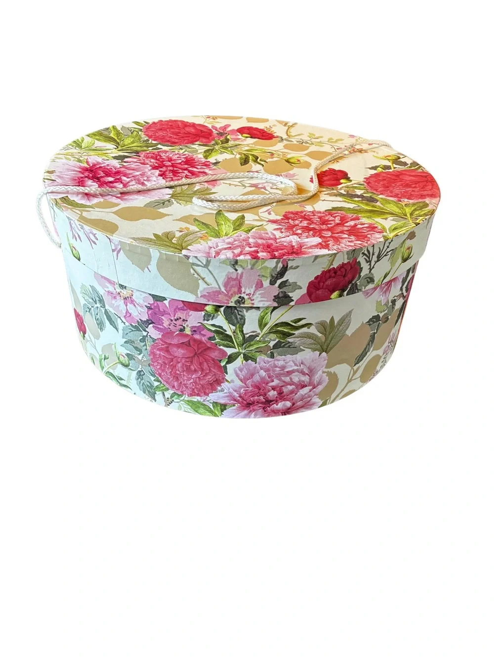 Vintage Paula Scaletta Tri-Coastal Floral Hat Box 16” Decorative Storage